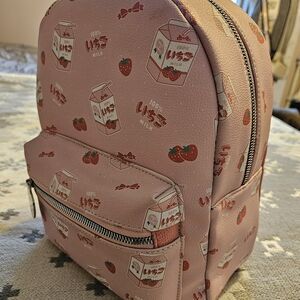 Hot Topic Pink Strawberry Milk Kids Backpack